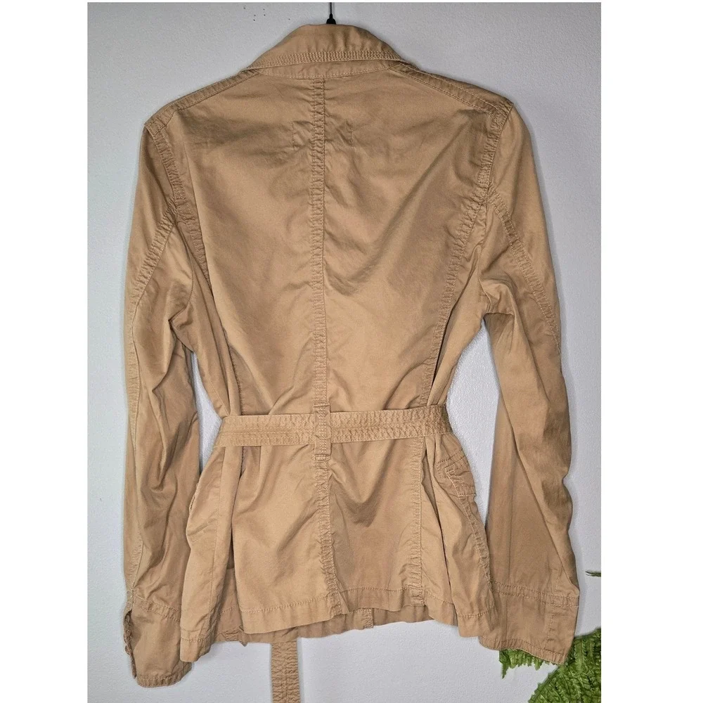 J.Crew Classic Twill Chino Utility Jacket Tan Belted Safari Military Cotton XL